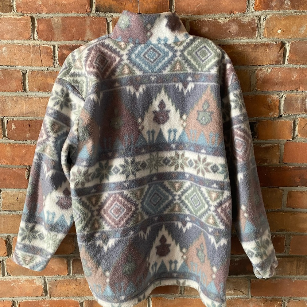 VINTAGE LOCKER SHOP ATHLETICS fleece southwestern aztec sweater 1/4 zip XL - Picture 7 of 8